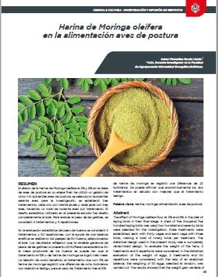 Harina de Moringa oleífera en la alimentación aves de postura